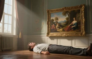 Kỳ án bức tranh Bảo Cầm Lập Tuyết Hình ảnh 3D một người đàn ông nằm trong 1 căn phòng bên cạnh một bức tranh quý